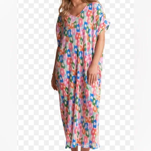 Floral Print Maxi Dress in Pink Multicolor - Picture 1 of 4